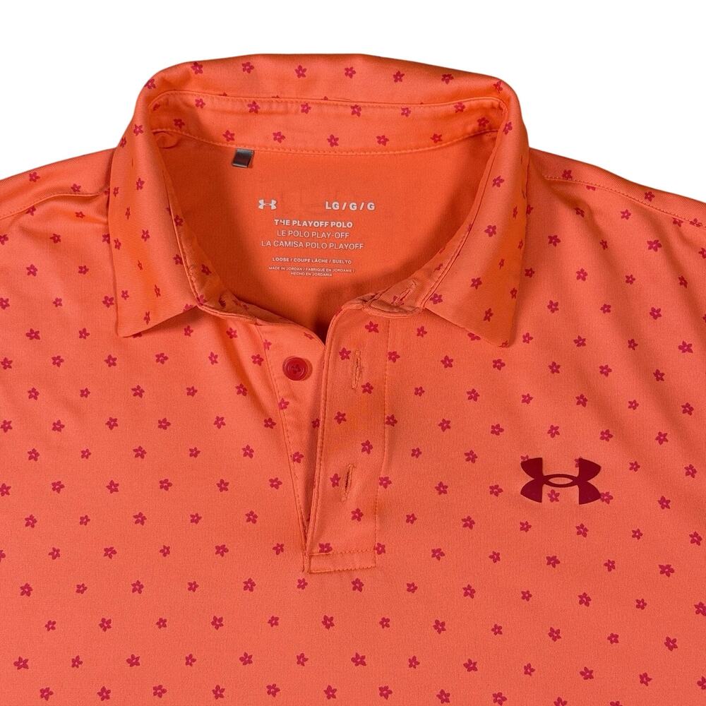 Under Armour Playoff Polo Men’s Large Coral Pink Golf Shirt Moisture Wicking